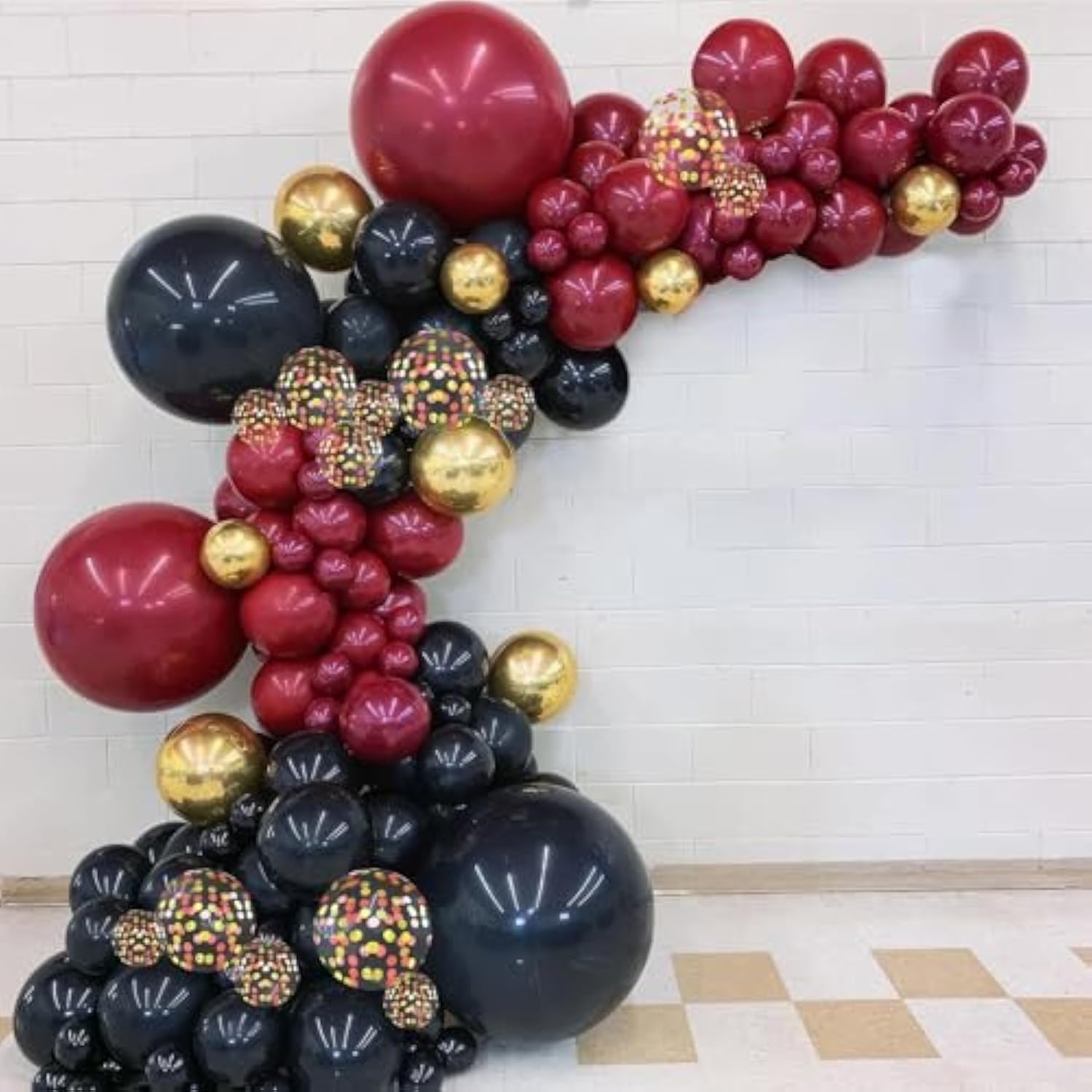 Black Burgundy Gold Balloon,60 Pcs 12 Inches Metallic Gold Burgundy Confetti Balloons For Party Birthday Decorations Birthday Balloons Baby Shower Engagement Party Supplies