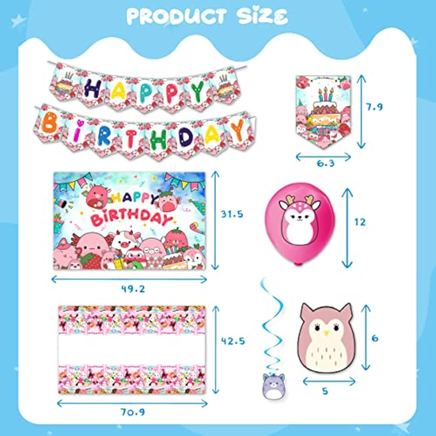 201 Pcs Birthday Party Supplies, Pink Strawberry Animal Theme Banner Backdrop Balloons
