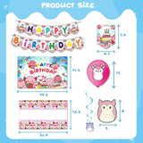 201 Pcs Birthday Party Supplies, Pink Strawberry Animal Theme Banner Backdrop Balloons