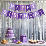 Happy Birthday Banner Light Purple Wall Door Garland with Personalized Letters