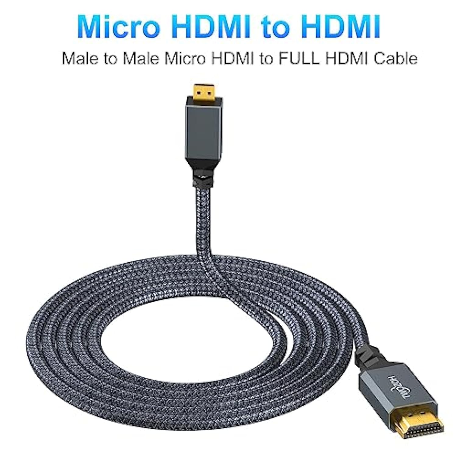 Micro Hdmi To Hdmi Cable 1Ft 2 Pack, Nylon Braided Micro Hdmi Cable Support 3D
