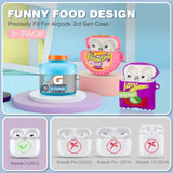 Cute Case For Airpods 3 Case 3-Pack, 3D Cartoon Kawaii Silicone Case For Airpods 3Rd Generation Case Funny Food Design With Cleaner Kit/Keychain/Lanyard (Sport Water+Purple Potato+Bubble Gum)