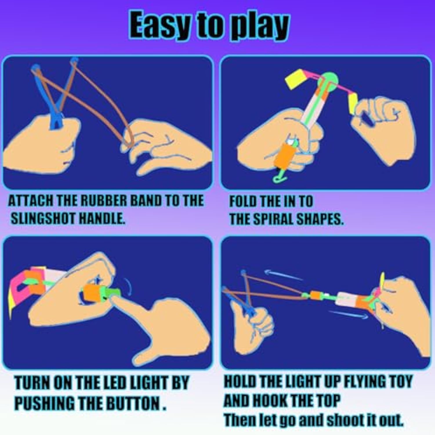 25 Sets Led Flying Set, Flying Rocket Copters Outdoor Game Toys Glow In The Dark Party Supplies Party Favors For Kids 8-12,4-8, 25 Slingshot+25 Glow Helicopter