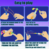 25 Sets Led Flying Set, Flying Rocket Copters Outdoor Game Toys Glow In The Dark Party Supplies Party Favors For Kids 8-12,4-8, 25 Slingshot+25 Glow Helicopter