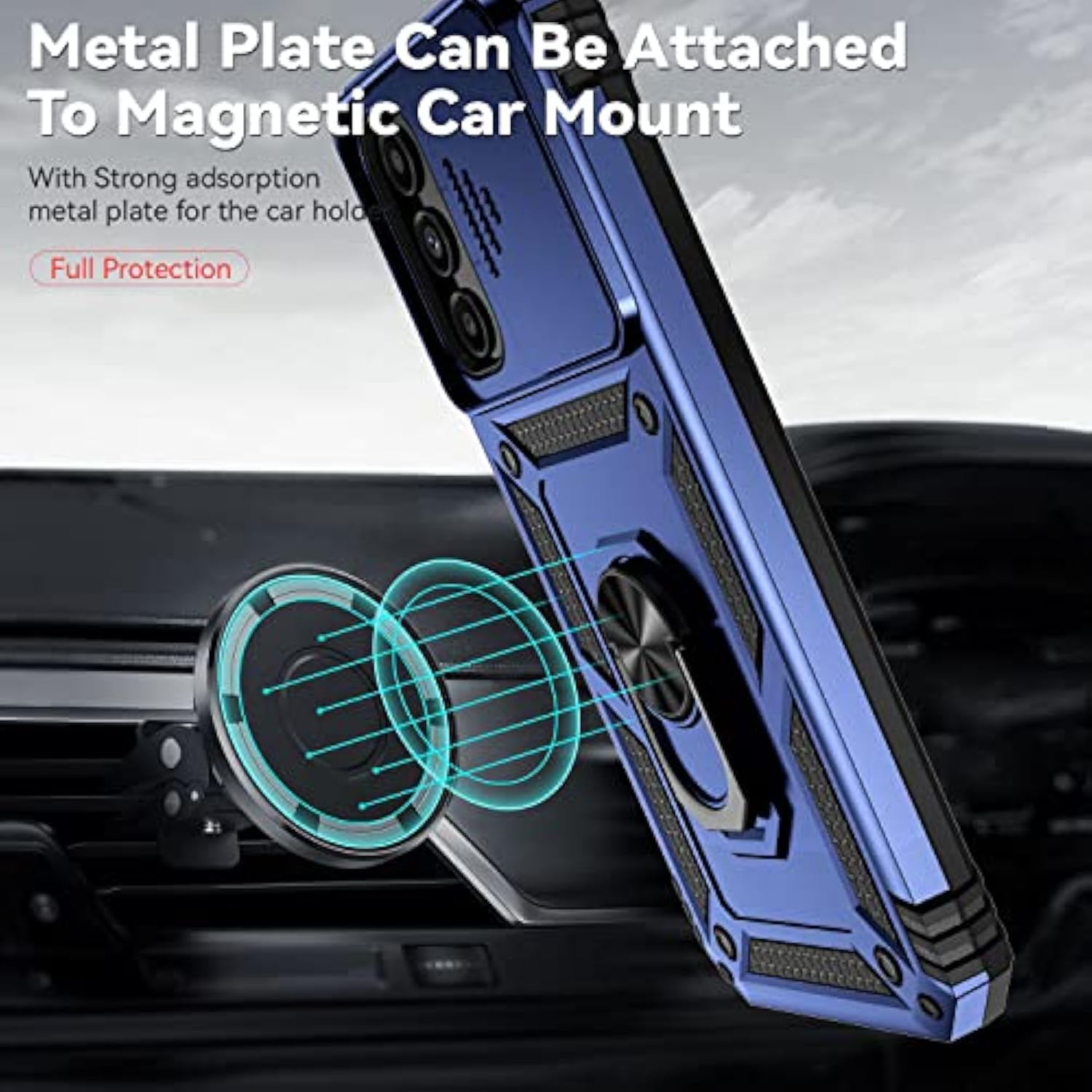 Galaxy A14 5G Case with Screen & Camera Protection Military-Grade Kickstand Blue