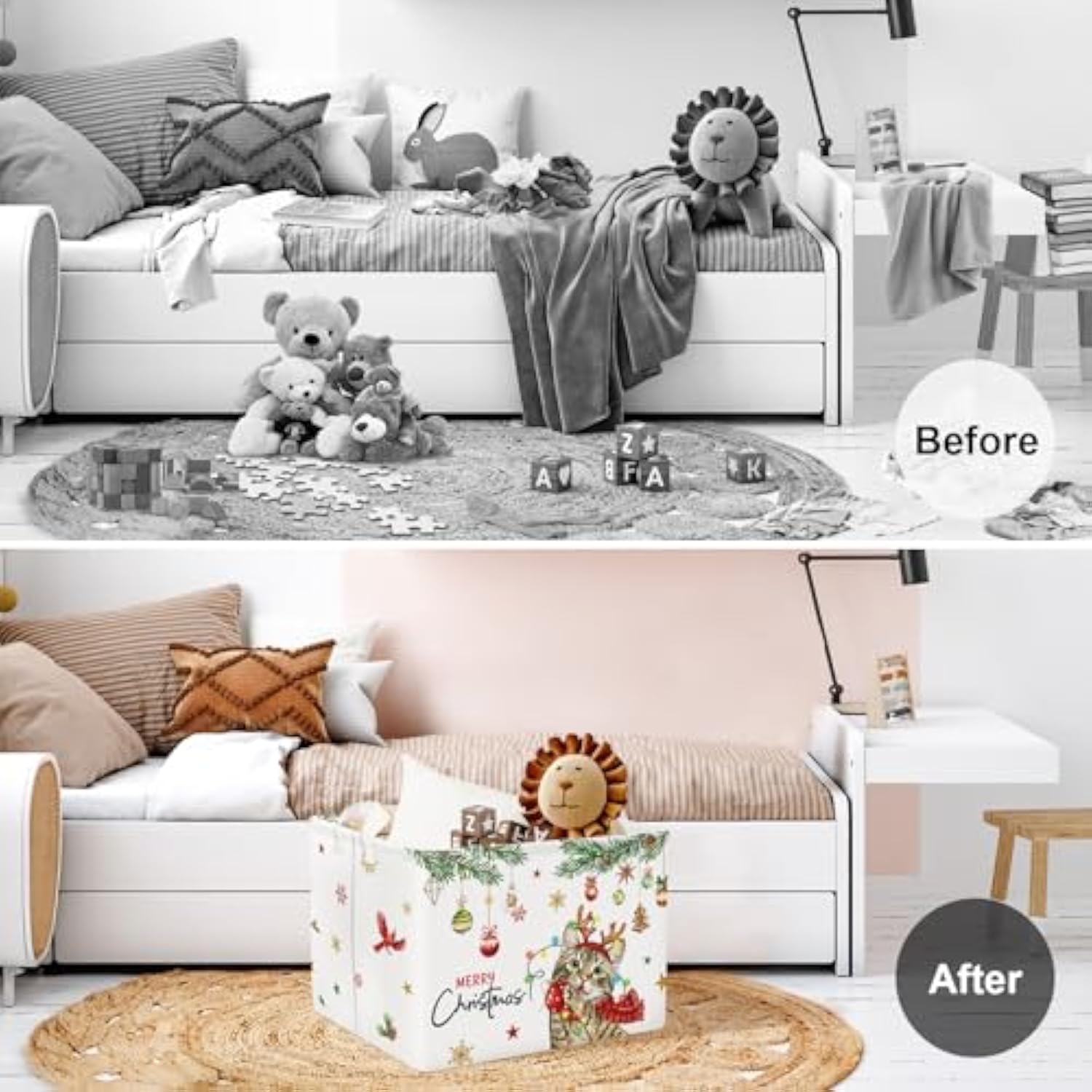 Christmas Pet Baby Laundry Hamper Snowflake Kid Storage Basket Boy Girl Gift Toy Box Collapsible Clothes Organizer Nursery Bin For Bedroom,Cat,40 * 30 * 30 Cm