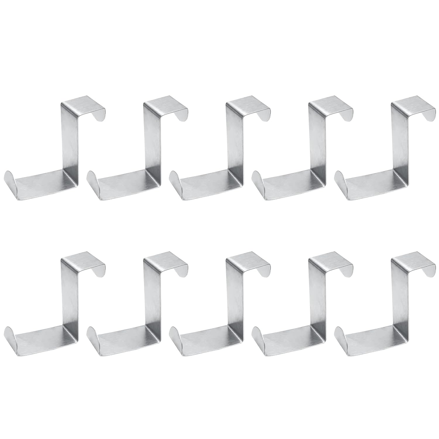 10 Pcs Over The Door Hooks Z-Shaped Hanging Hooks Dual Head Fits 3/4" And 1-3/4" Door Widths, Stainless Steel Reversible Single Hanger Hook For Door, Kitchen, Cabinet, Cupboard, Drawer