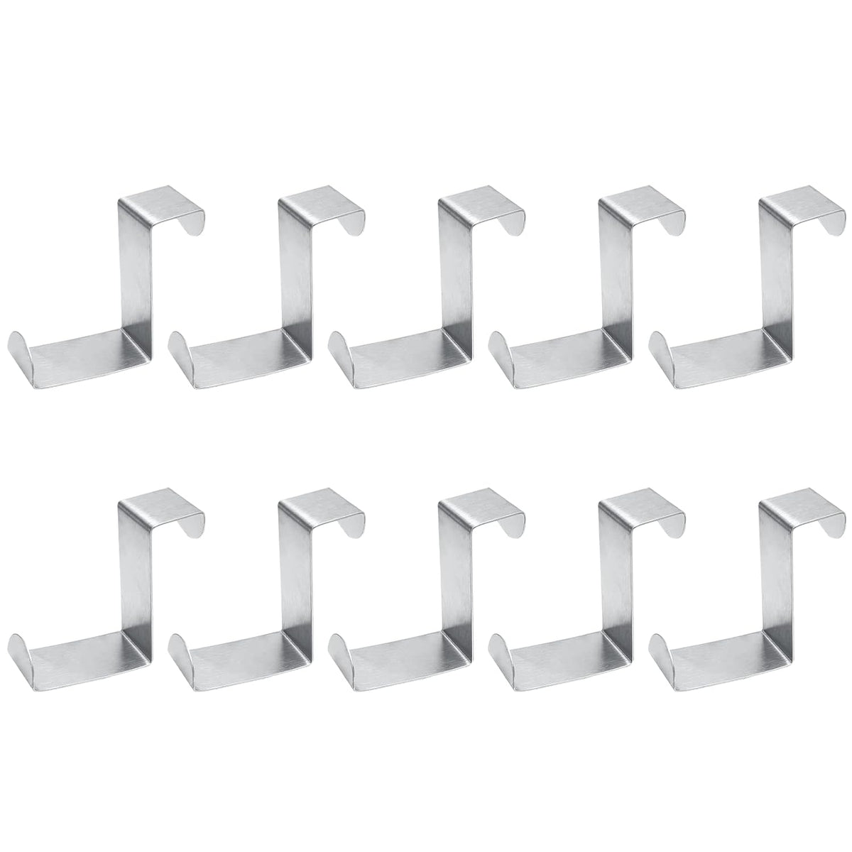 10 Pcs Over The Door Hooks Z-Shaped Hanging Hooks Dual Head Fits 3/4" And 1-3/4" Door Widths, Stainless Steel Reversible Single Hanger Hook For Door, Kitchen, Cabinet, Cupboard, Drawer