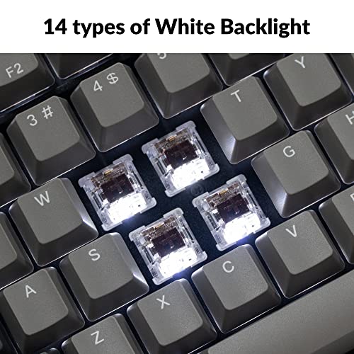 C2 Pro Wired Custom Mechanical Keyboard Full Size Layout Qmk/Via Programmable Macro White Backlit With Tactile Brown Switch Oem Profile Double-Shot Pbt Keycaps For Mac Windows Linux