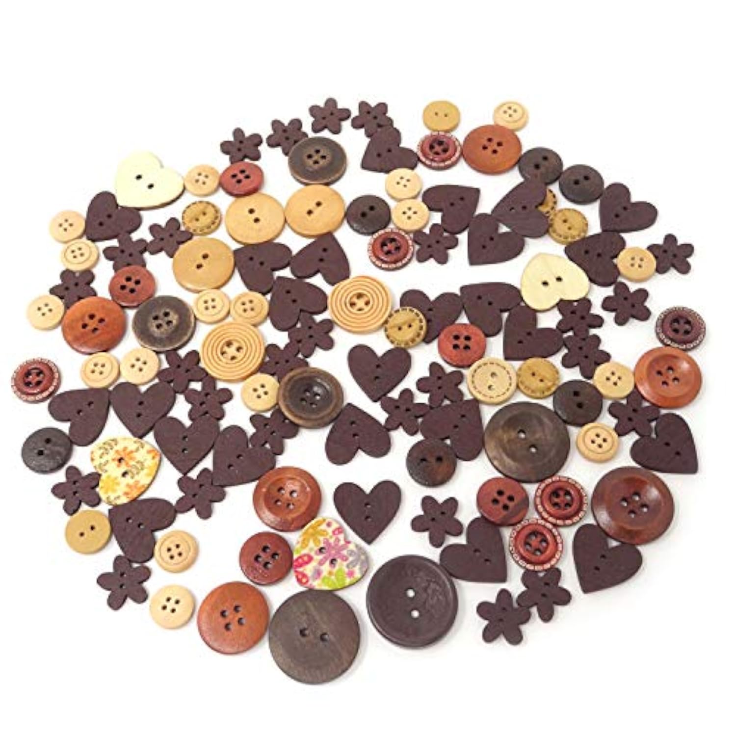 40G Assorted Shapes Coffee Colors Button Wooden Button Craft Sewing Bu