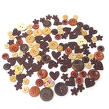40G Assorted Shapes Coffee Colors Button Wooden Button Craft Sewing Bu