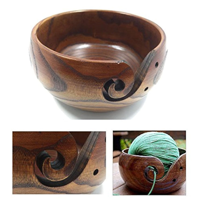 Wood Yarn Bowl Crochet Bowl Wood Knitting Bowl Yarn Holder Large Yarn Bowl Woo