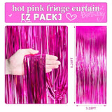 Hot Pink Fringe Curtain Backdrop 2-Pack 3.3x8.2Ft Party Decorations