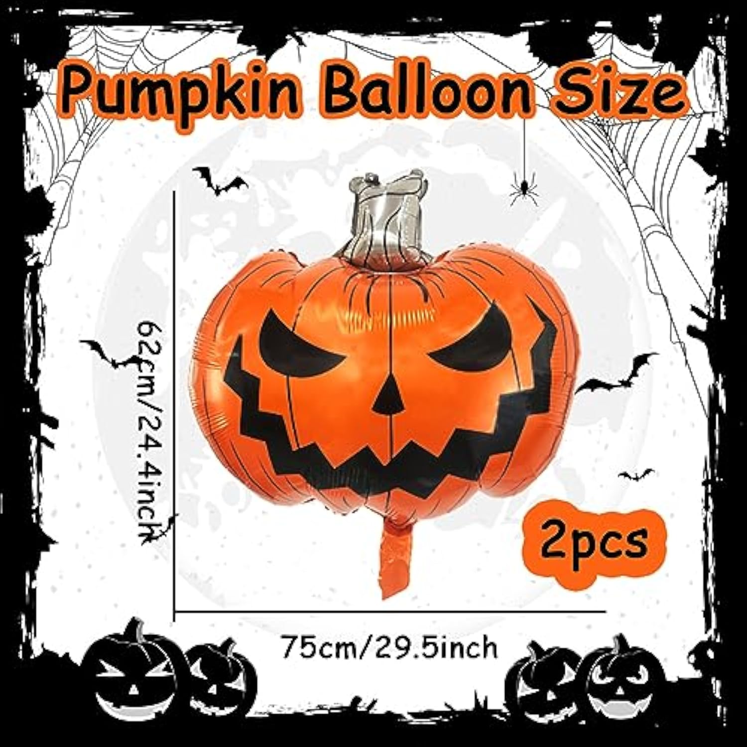 2 Pack Jumbo Pumpkin Foil Balloons Scary Halloween Party Decorations