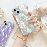 Mother Of Pearl Glitter Phone Case For Iphone 13/Iphone 14,Bling Shiny Real Seashell Pattern Slim Glossy Sleek Stylish Trendy Protective Shockproof Girls Women I13/I14 Cover 6.1"