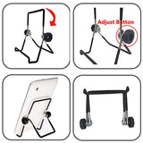 Adjustable Tablet Stand Holder, Non-Slip Foldable Holder Cradle Fit For 9-12.9" Tablets, Ipad, Samsung And Kindle Fire, Display Stands Picture Frame Stand For Photos (Large Black)
