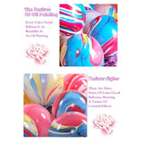 100PCS 12" Tie-Dye Marble Balloons – Swirl Latex Decor for Birthday, Candyland & Hippie Party