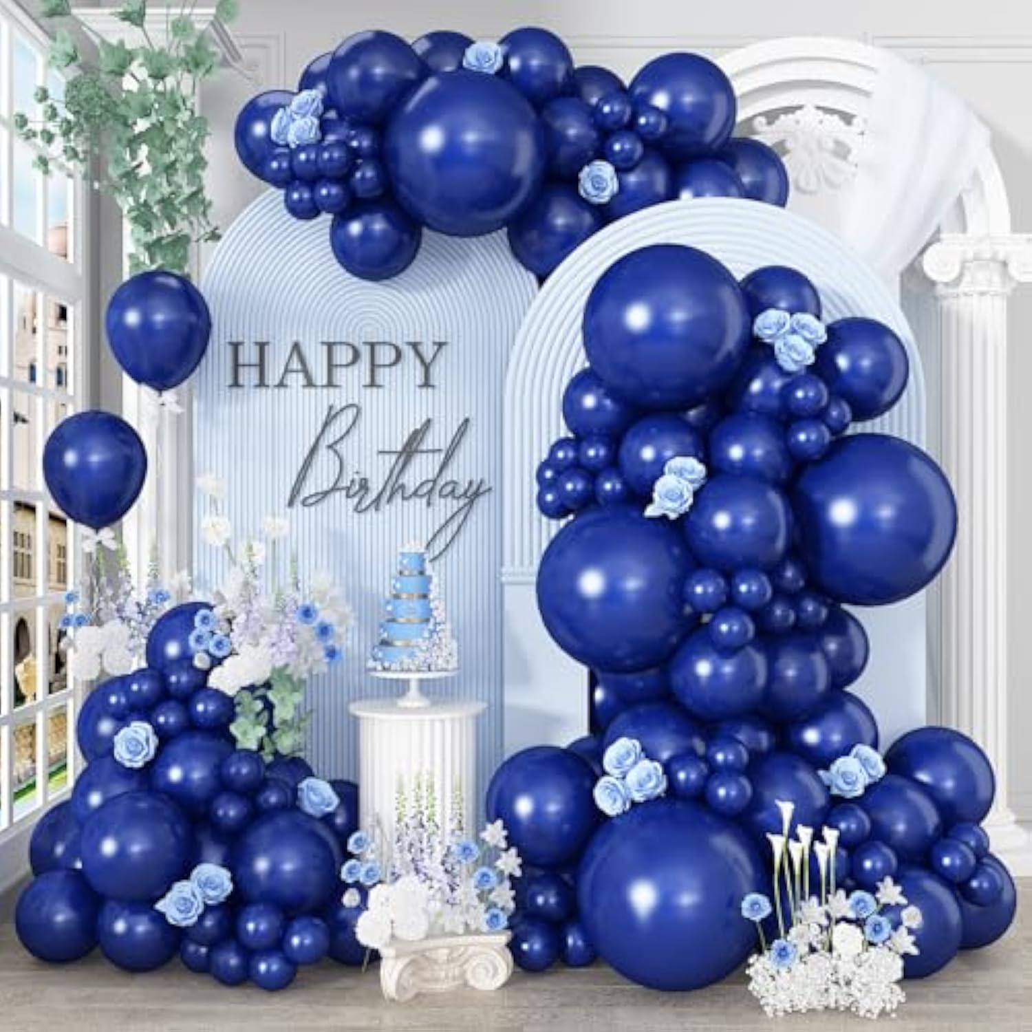 Navy Blue Balloon Garland Arch Mixed Sizes for Parties and Celebrations