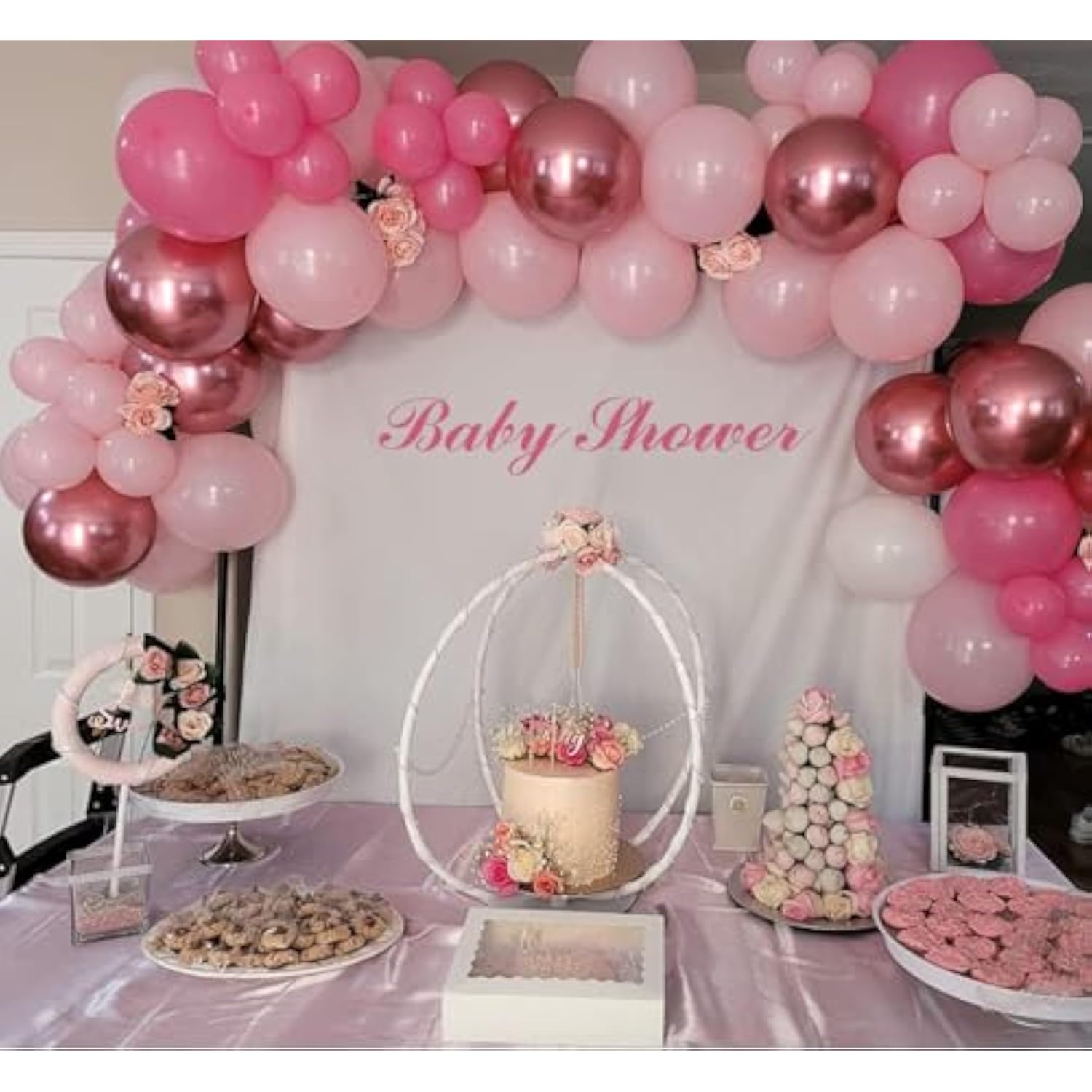 Pink Balloon Garland Kit 140pcs Pastel, Metallic & Confetti Balloons for Party Decorations