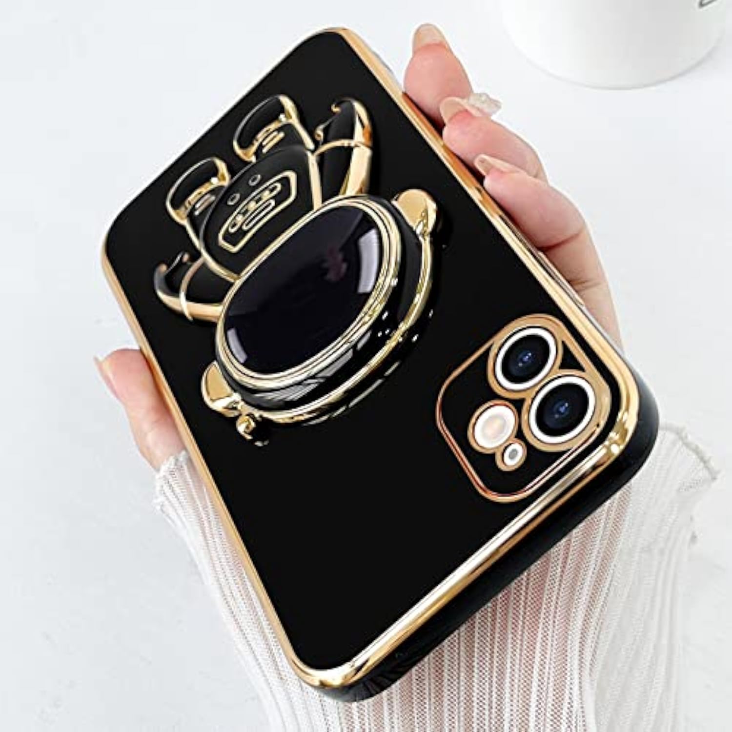 Compatible With Iphone 11 Case Cute 3D Astronaut Stand Design Camera Protection Shockproof Soft Back Cover For Apple Iphone 11 Phone Case Black