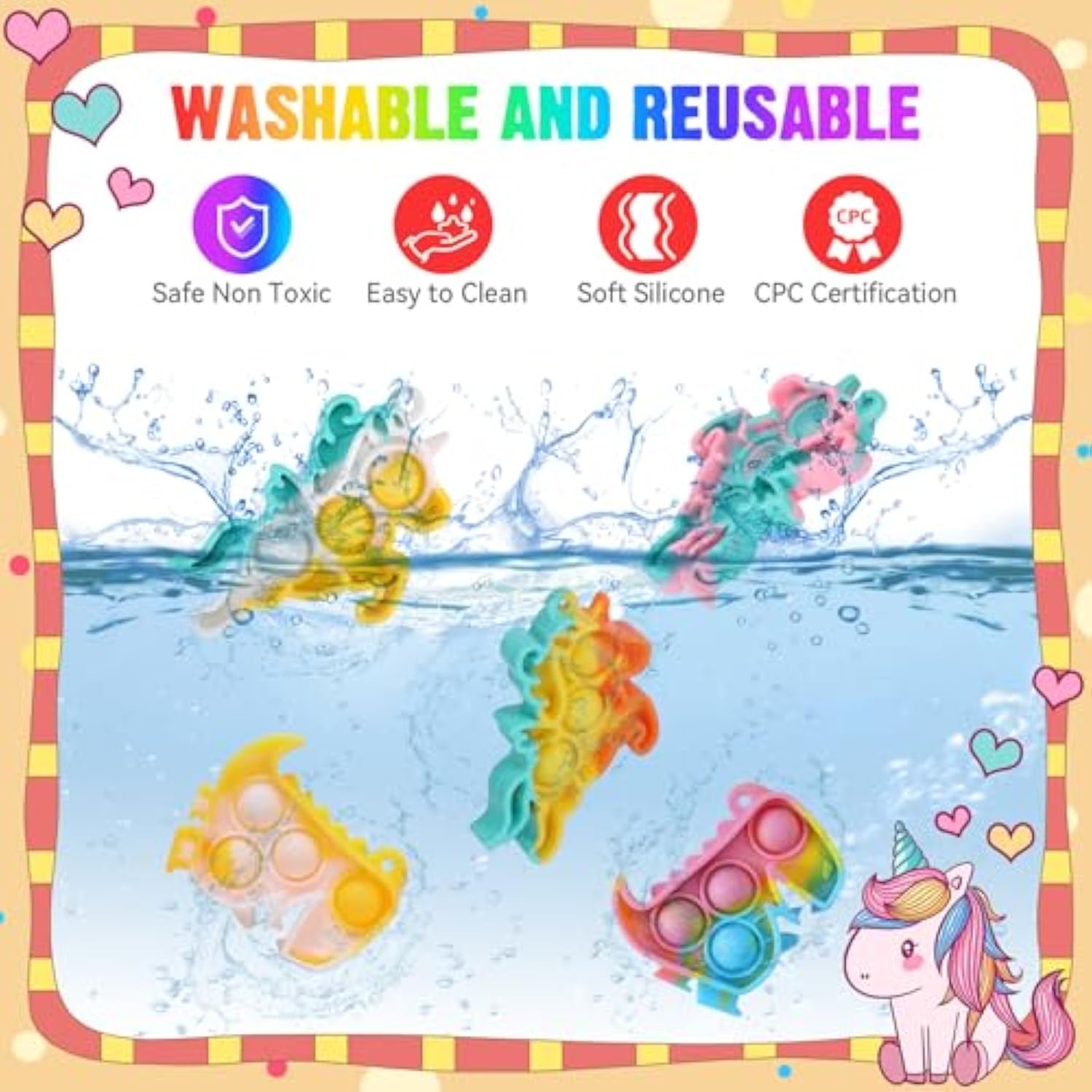 24 Pack Unicorn Dinosaur Party Favors For Kids Goodie Bags Stuffers Pop Fidget Toys Bulk Its,Unicorn Toys Pinata Stuffers Birthday Party Favors Small Kids Mini Classroom Prizes Pop Keychain It