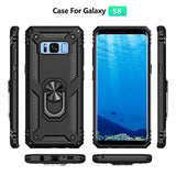 For Samsung Galaxy S8 Case With Hd Screen Protectors (Not Fit S8 Plus), Military-Grade Metal Ring Holder Kickstand 15Ft Drop Tested Shockproof Cover Case For Samsung Galaxy S8 (2017) Black