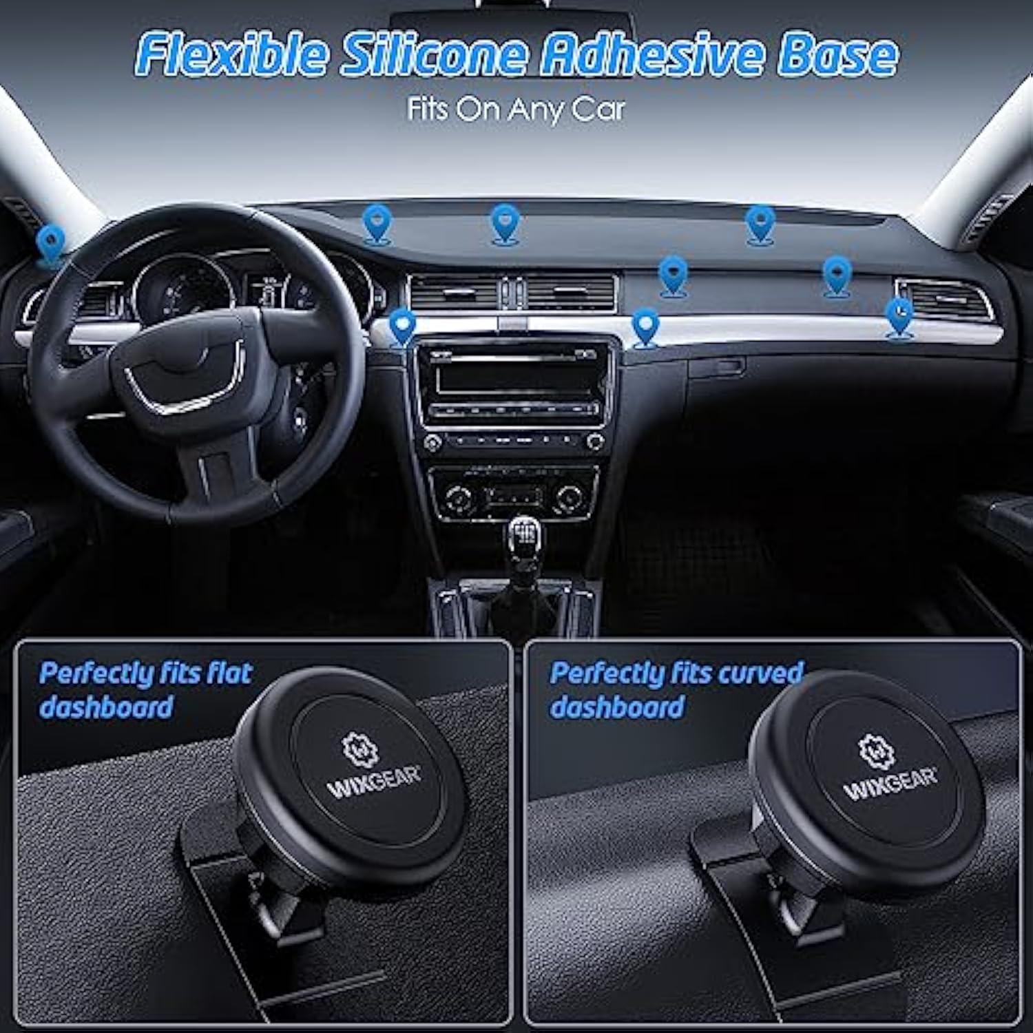 2-Pack Magnetic Car Mount Universal Dashboard Phone & Mini Tablet Holder
