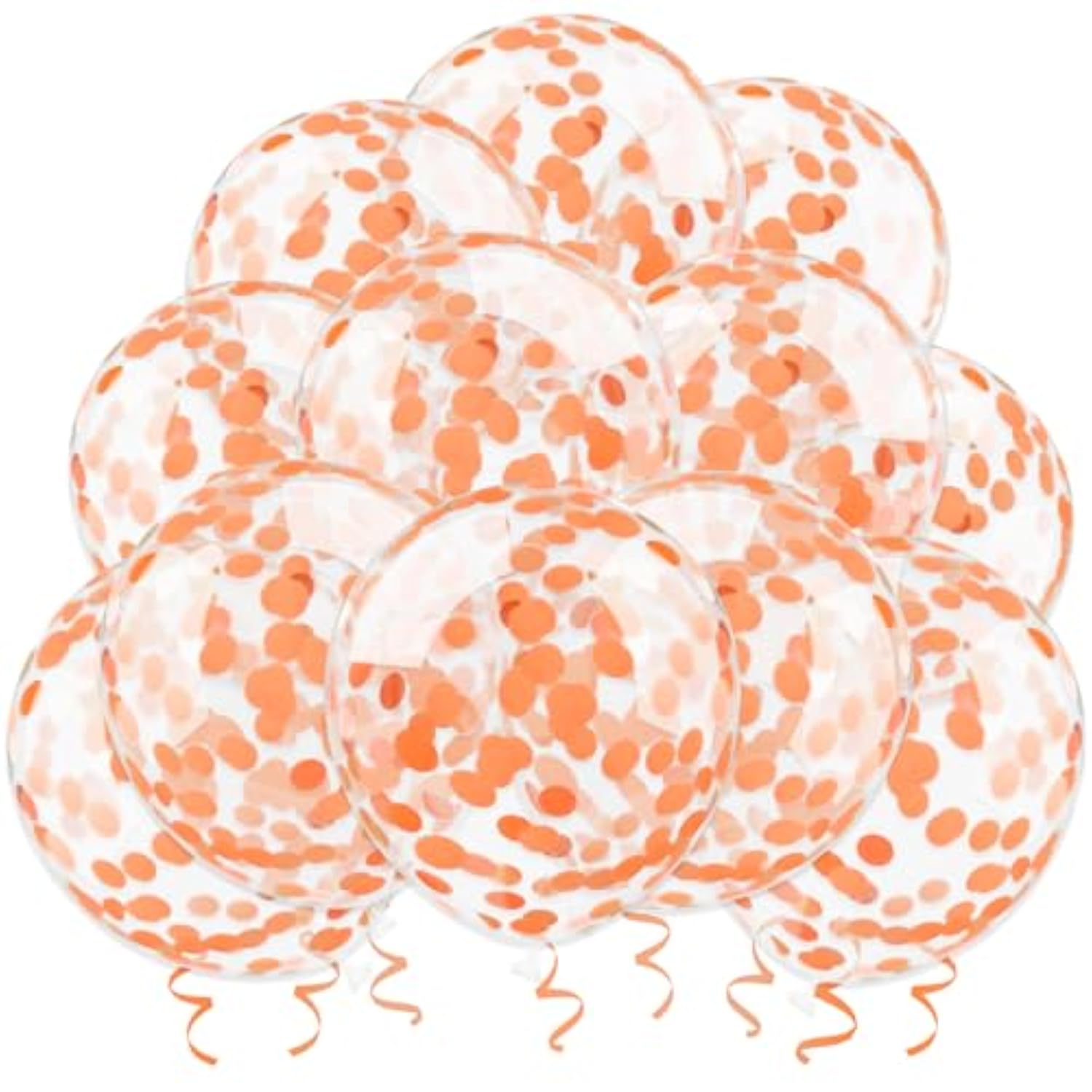 Orange Confetti Balloons, 25 Pcs Thickened 12 Inch Clear Latex Balloon With Confetti Inside For Graduation Decorations Engagement Bridal Shower Party Baby Shower Birthday Party Supplies