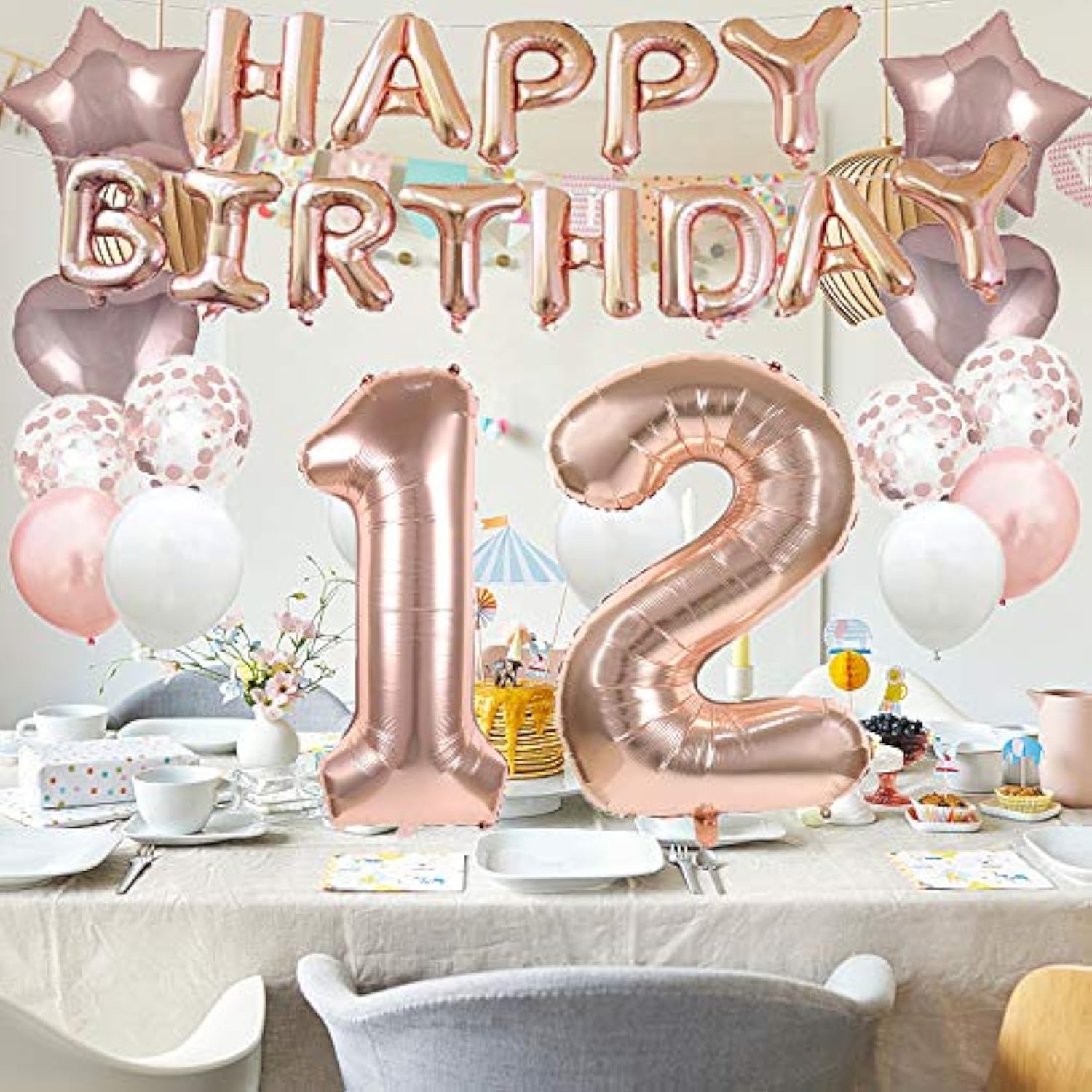 12Th Birthday Balloon 12Th Birthday Decorations Rose Gold 12 Balloons
