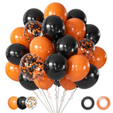 50 Pack Halloween Balloons 12 Inch Black Orange Latex & Confetti Balloons Party Decor