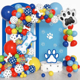 155Pcs Paw Balloons Garland Arch Kit With Dog Bone Paw Print Foil Balloons, Red Yellow Blue Green Paw Balloon For Boy Paw Themed Birthday Party Decorations Supplies