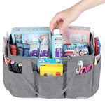 Craft Organizer Tote Bag With Multiple Pockets, Storage Art Caddy For Scrapbooking, Crafts Supply Carrier For Tool, Gray