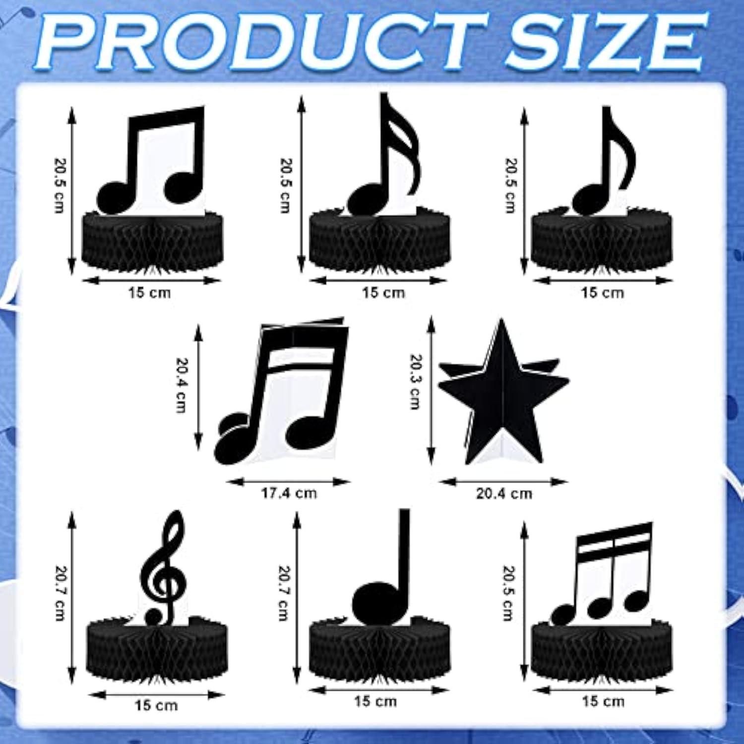 8-Pack Music Note Honeycomb Centerpieces for Musical Party & Birthday Decor