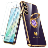Galaxy A16 5G Case with Screen Protector and Rotating Ring Holder Purple