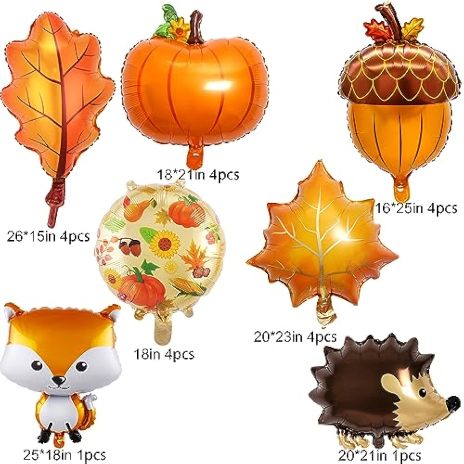 22 Pcs Fall Balloons Maple Leaves Balloons Autumn Theme Decorations With Maple Leaves Pumpkin Foil Balloons For Fall Theme Wedding Bridal Baby Shower Boys Girls Birthday Thanksging Day Party Decoration