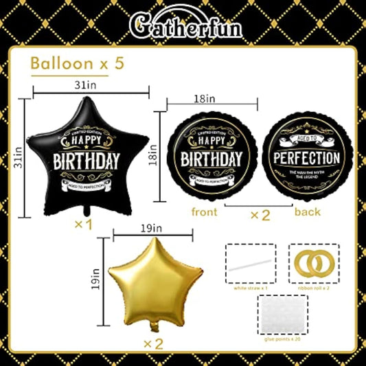 Happy Birthday Decorations For Men?Black And Gold Better With Age Foil Balloon?Adult Birthday Party Decorations