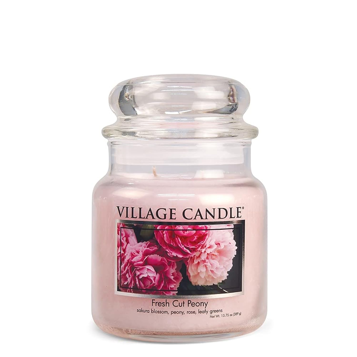 Fresh Cut Peony, Medium Glass Apothecary Jar, Scented Candle, 13.75 Oz.