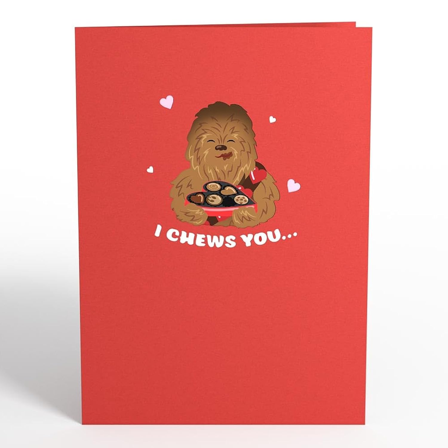 Valentines Day Card For Her, Him - 3D Star Wars Greeting Pop-Up Cards - Chewbacca I Chews You - 5" X 7" - Blank Notecard & Envelope Included