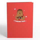 Valentines Day Card For Her, Him - 3D Star Wars Greeting Pop-Up Cards - Chewbacca I Chews You - 5" X 7" - Blank Notecard & Envelope Included