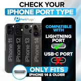 PortPlugs Anti Dust Plugs (10 Pack) - includes Charging Port Cleaning Brush - Flat Design Port Protector Cover - Compatible w/iPhone 14, 13,12,11 & Air Pods - Black