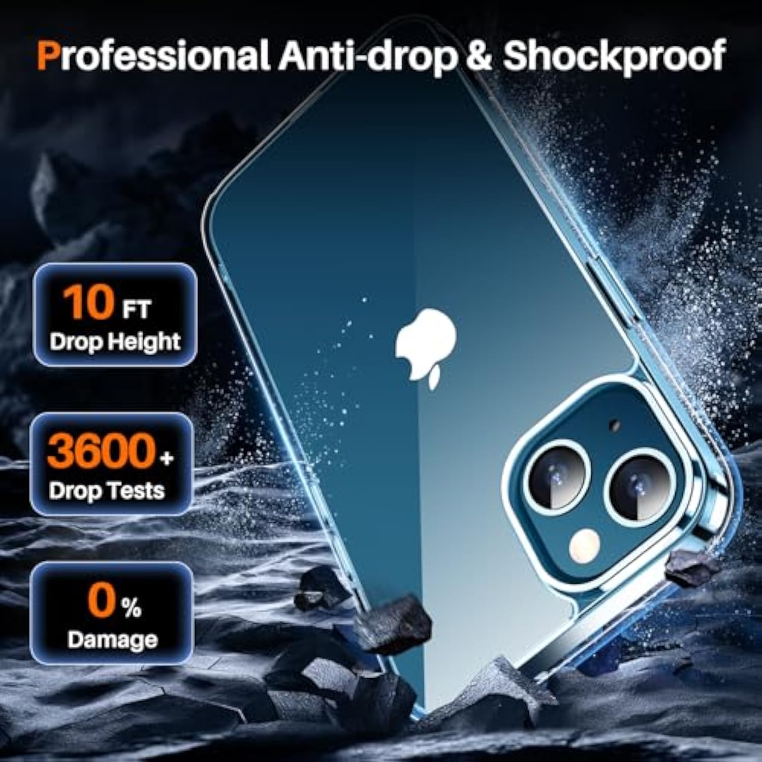 Deigned For Iphone 13 Case/Iphone 14 Case,[Not Yellowing] [Military Grade Protection] Slim Shockproof Cell Phone Home Button Stickers, Clear
