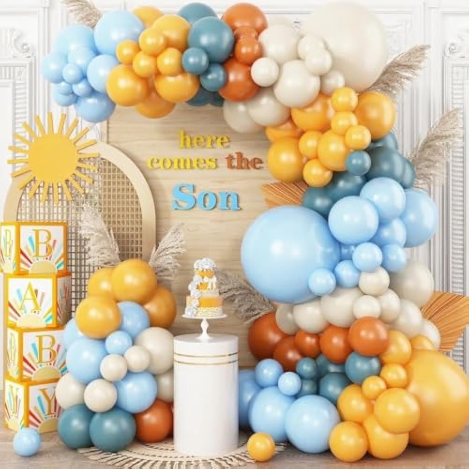 Sun Balloon Arch Kit: Yellow, Blue, Sand - Baby Shower Decor