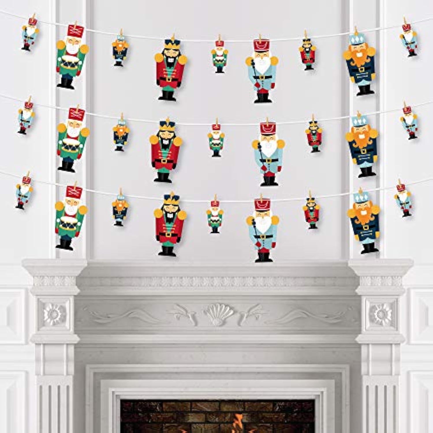 Christmas Nutcracker - Holiday Party Diy Decorations - Clothespin Garland Banner - 44 Pieces