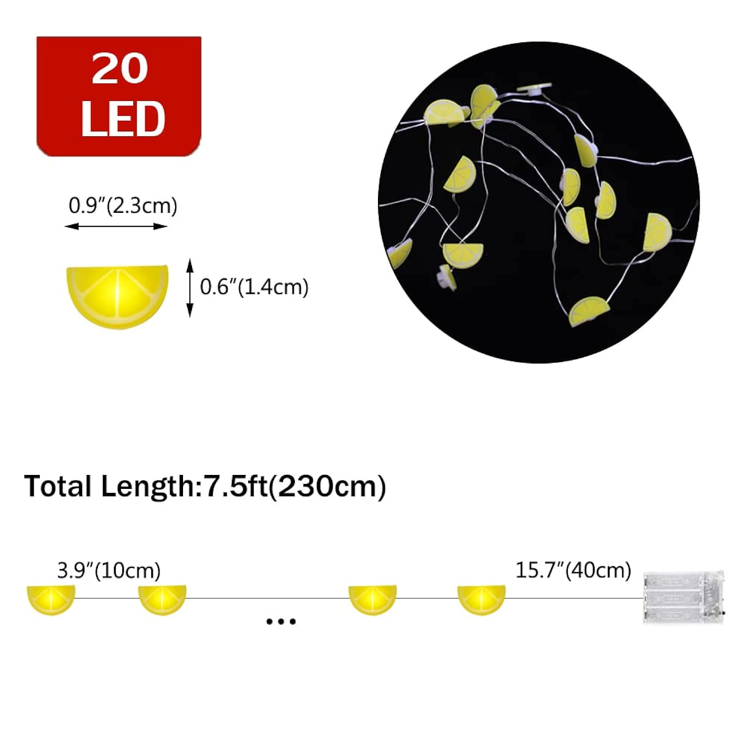 Lemon String Lights Christmas, 20Led Copper Fairy Lights Firefly Waterproof Novelty Lemon Accessories Lamp For Patio, Ki