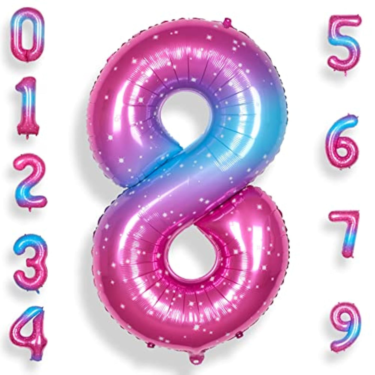 40" Number 8 Starry Foil Balloon for 8th Birthday or Anniversary