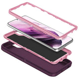 For Galaxy S21 5G Case Shockproof Dust/Drop Proof 3-Layer Full Body Protection [Without Screen Protector] Rugged Heavy Duty Cover Case For Samsung Galaxy S21 5G 6.2 2021, Purple/Pink