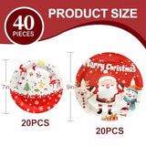 Christmas Paper Plates, 40Pcs Party Paper Plate Set Disposable Christma Party Food Dinner Dessert Plates Tableware Decorations Favors, Including 20Pcs 9" And 20Pcs 7" For Christmas Plate