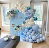 200Pcs Blue and White Balloon Garland Arch Kit - Light Blue White Balloons 18 12 10 5 Inch Different Size Balloons for Birthday Baby Shower Bachelorette Gender Reveal Party Decoration Supplies