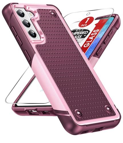 for Galaxy S21 FE-5G Case:  Galaxy S21 FE-Case with Screen Protector, Dual Layer Protective PC Soft TPU Android Mobile Unlocked Cover Funda