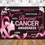 Breast Cancer Awareness Backdrop 8x6FT Pink Ribbon Butterfly Hope Banner